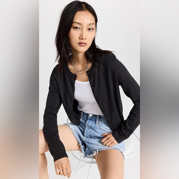 Velvet Graham & Spencer Mandie Lux Cotton Cashmere Gray Cardigan Sweater EUC S - Picture 2 of 12